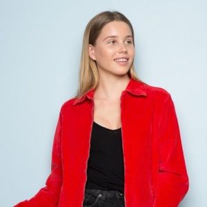 brandy melville red sawyer corduroy bomber jacket